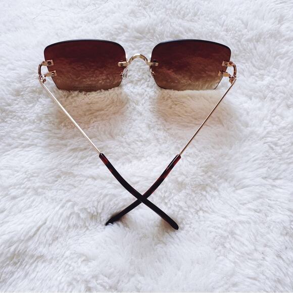 Laurel Clear Brown Rimless Sleek Sunglasses - Picture 9 of 10